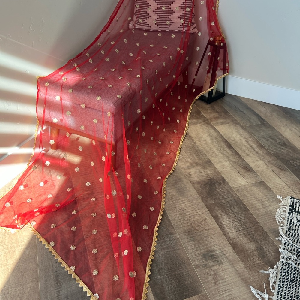 Indian Pakistani red gold scarves dupptta chunni